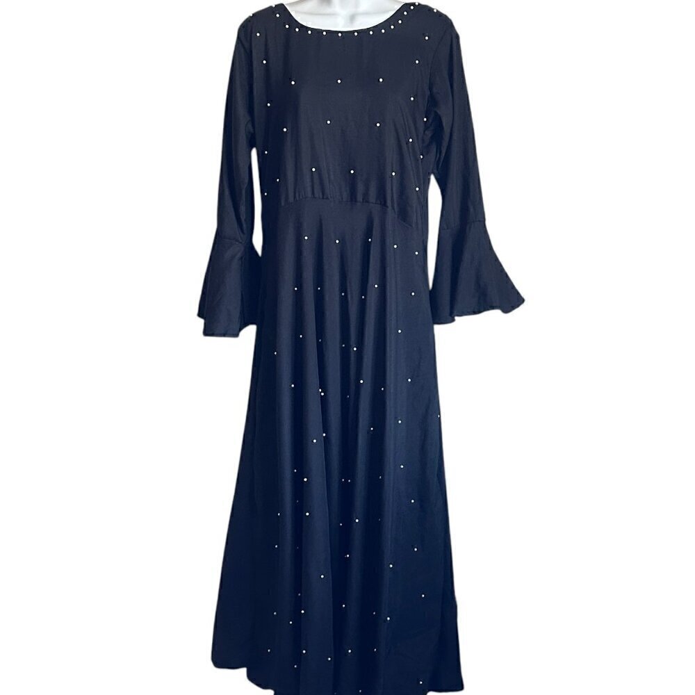 NWOT Black Rayon Kurta with Pearl and Tassel Details - Size M